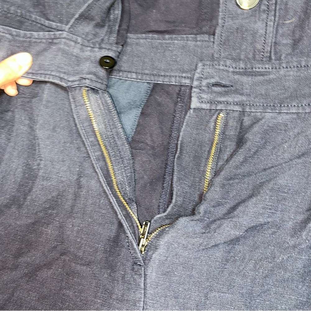 Ann Taylor Linen Blend Navy Blue Jumpsuit Romper 14 Lightweight Cargo Summer - Picture 11 of 16